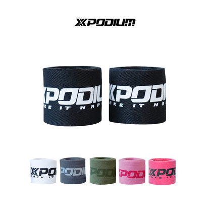 XPODIUM Wrist Wraps 1.0 in black with premium velcro closure for weightlifting